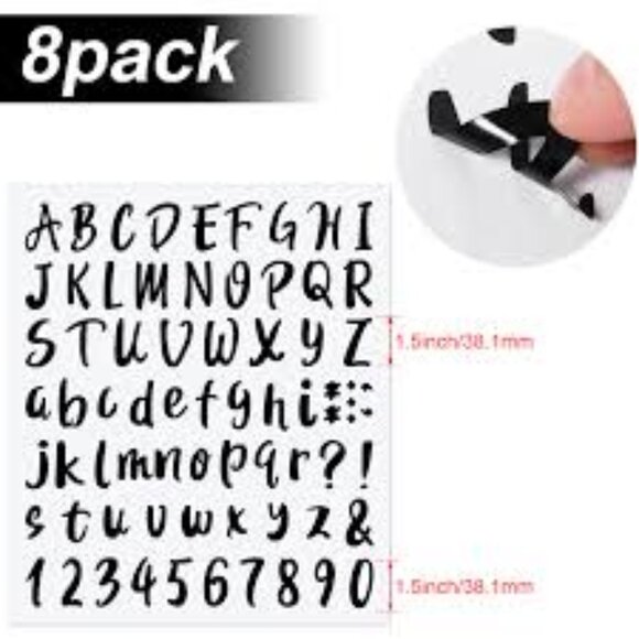 Outus 576 Pieces 8 Sheets Letters Stickers Self Adhesive Vinyl Letter Alphabet - Picture 1 of 2